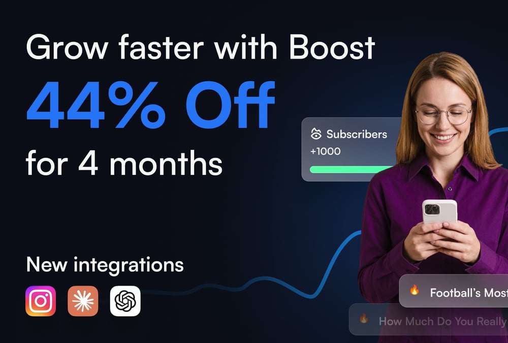 Grow faster with Boost - 44% off for 4 months