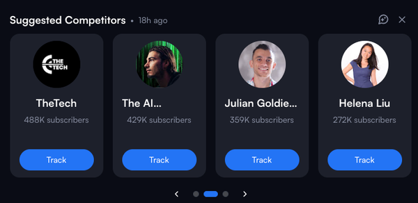 Competitor Suggestions in your vidIQ feed