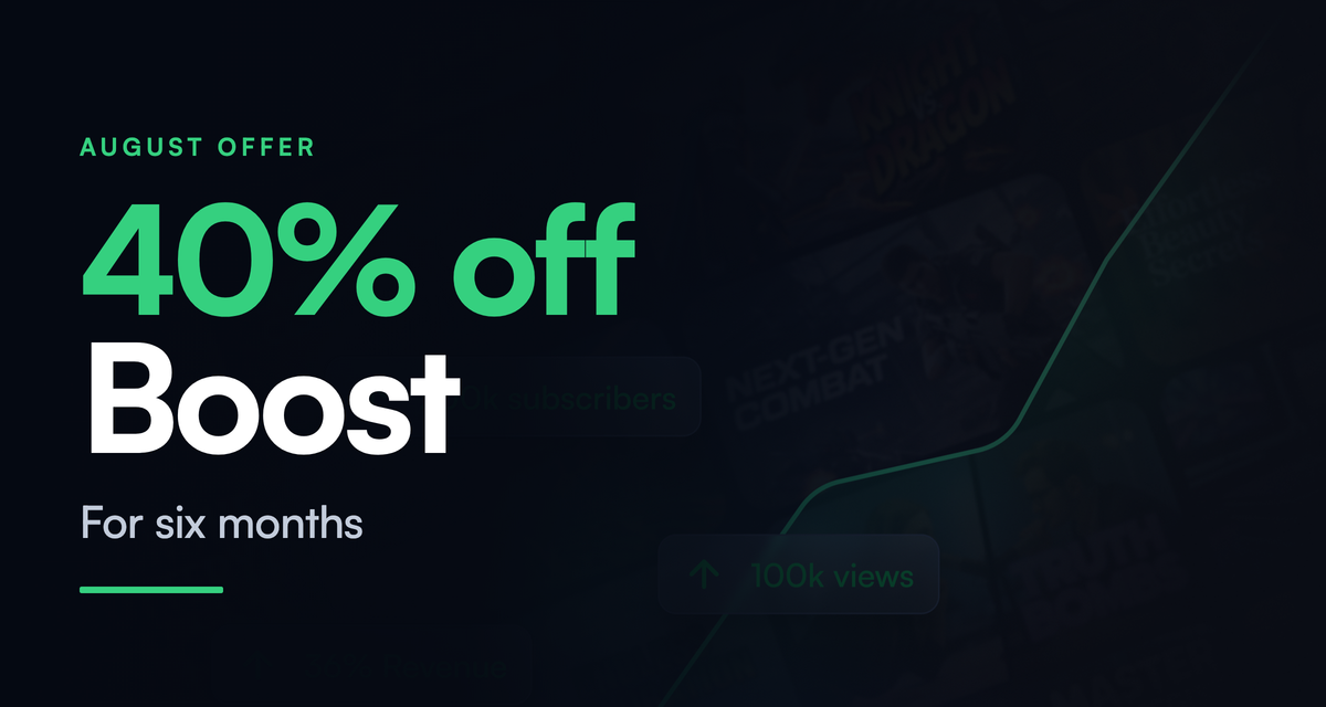 vidIQ August offer - 40% off Boost for six months